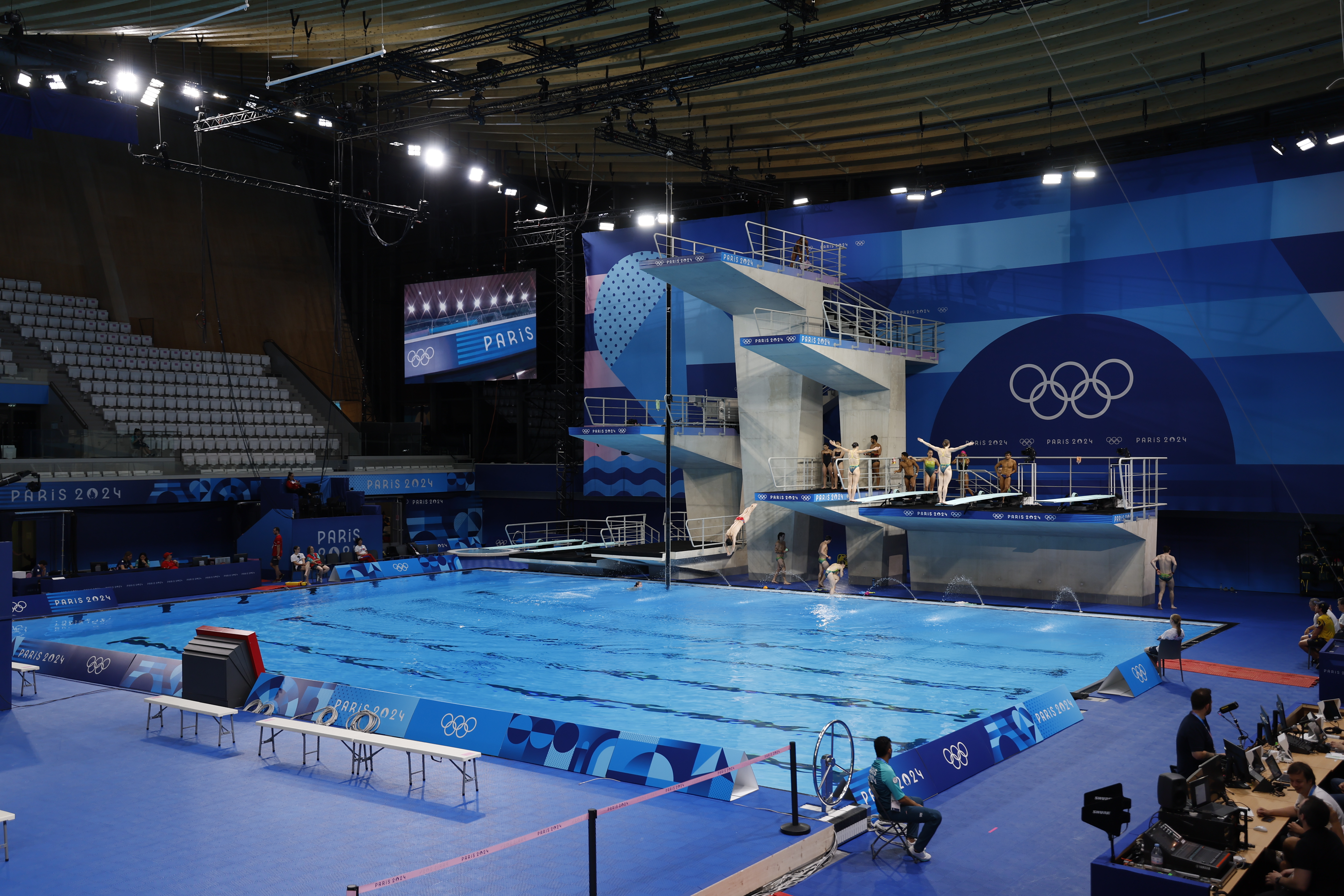 An interior view of the newly built the Aquatics Centre, a venue of the 2024 Paris Olympics in France /IC