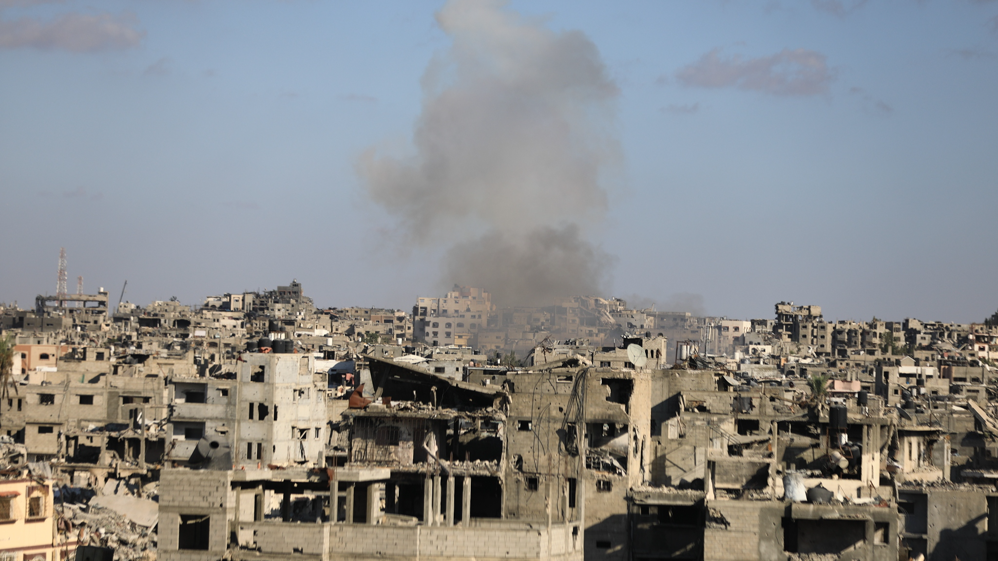 A view of the destruction after intense Israeli attacks in the Shuja'iyya neighborhood in Gaza City, Gaza on July 29, 2024. /CFP