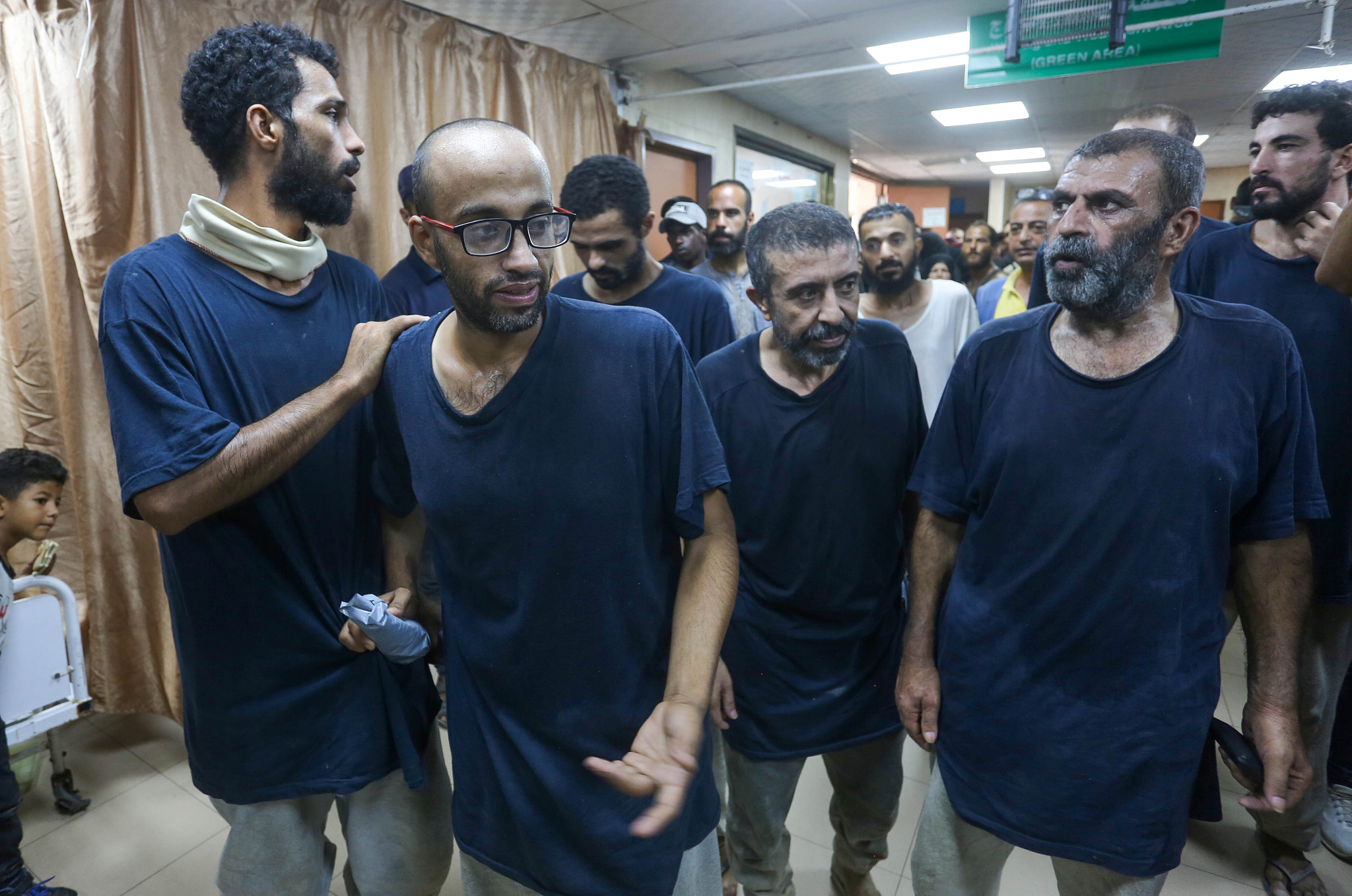 Former Palestinian prisoners are taken to Al-Aqsa Martyrs Hospital for medical treatment, after being released by Israeli forces in Deir al-Balah, Gaza, August 1, 2024. /CFP