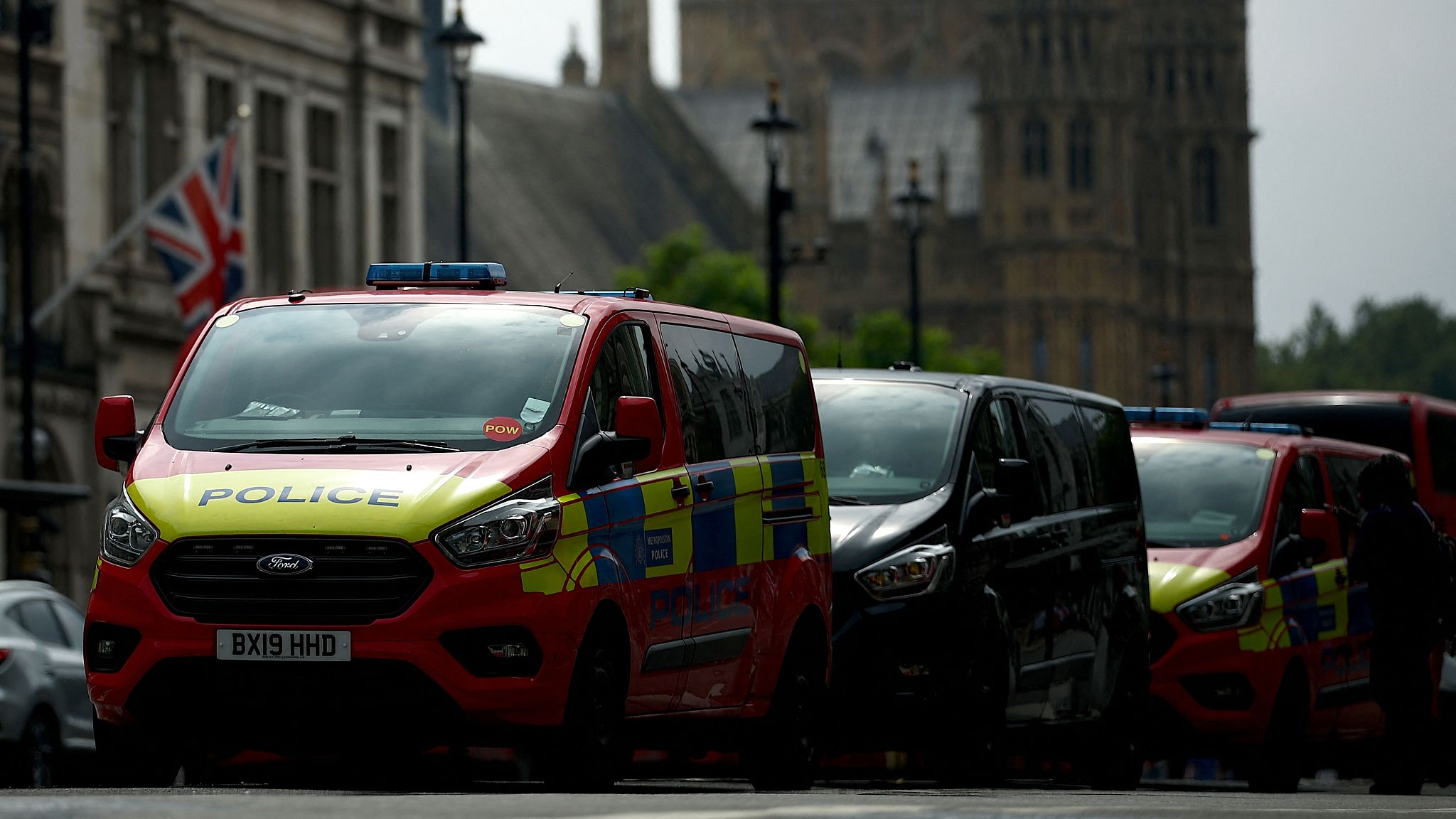 A Metropolitan Police Parliamentary and Diplomatic Protection Group (PADP) van is backdropped by the Elizabeth Tower, commonly known as Big Ben in central London on August 2, 2024. /CFP