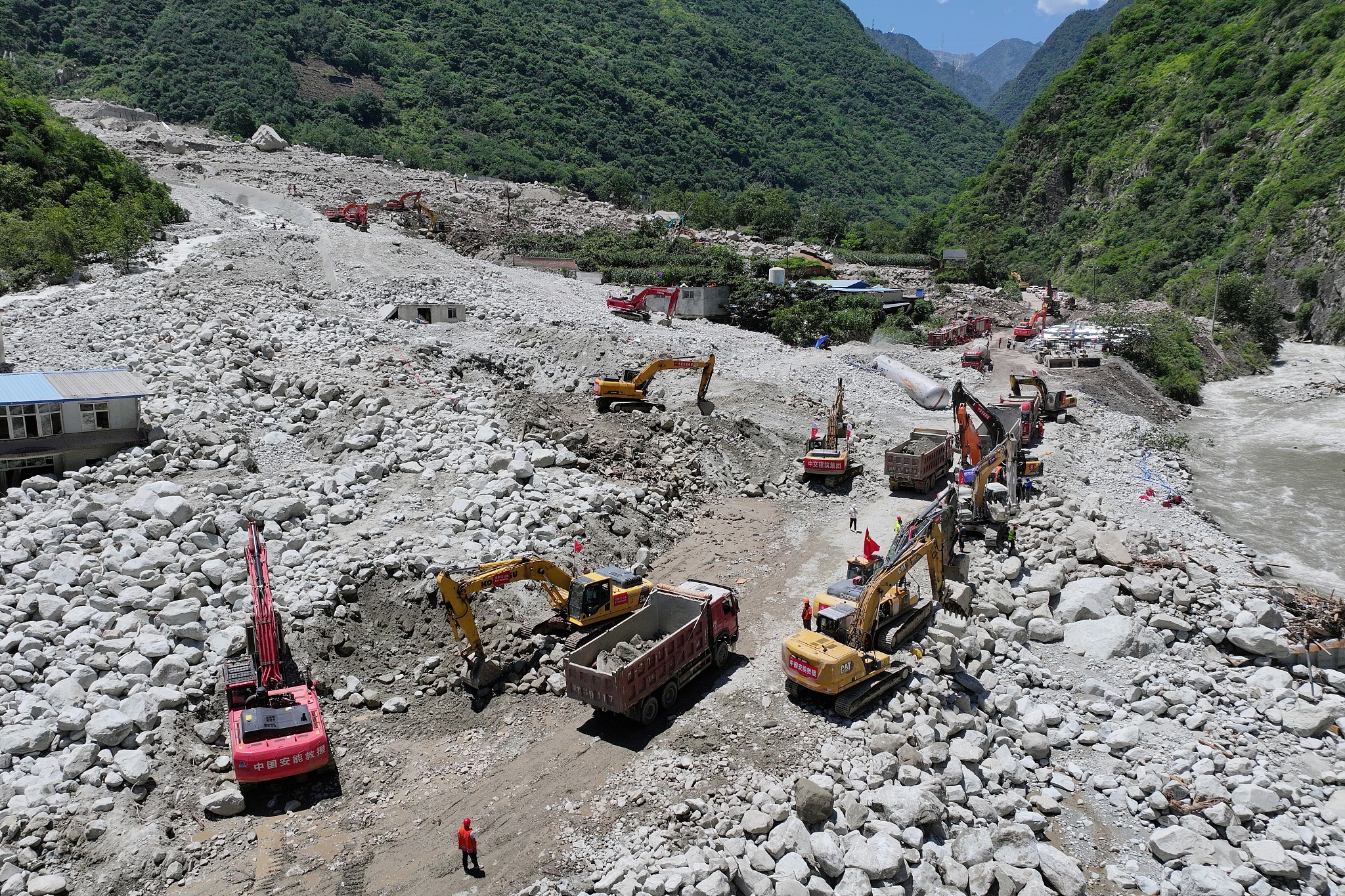 A search and rescue mission is underway after a mudslide hit Kangding City, Ganzi Zang Autonomous Prefecture, southwest China's Sichuan Province, August 5, 2024. /CFP