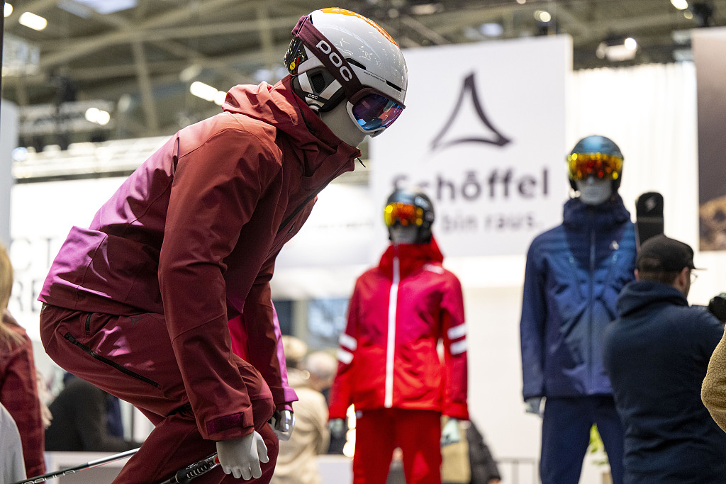 Ski clothing is on display at a stand during the ISPO sporting goods trade fair, Munich, Germany, November 28, 2023. /CFP