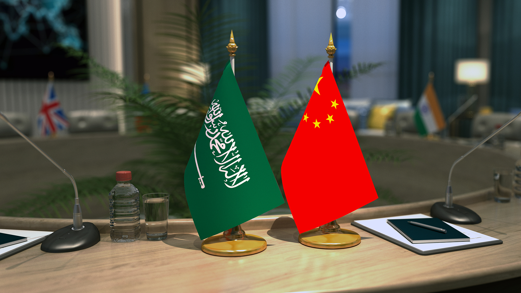 National flags of Saudi Arabia and China. /CFP