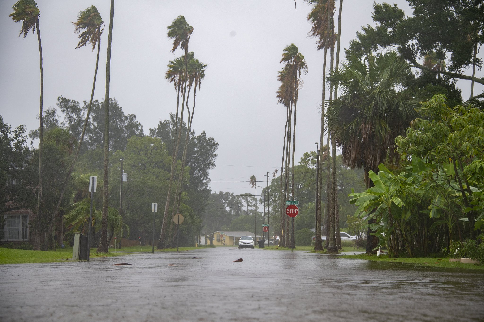 Floodwaters cover parts of the Shore Acres neighborhood of St. Petersburg, U.S., as a result of Tropical Storm Debby, August 4, 2024. /CFP