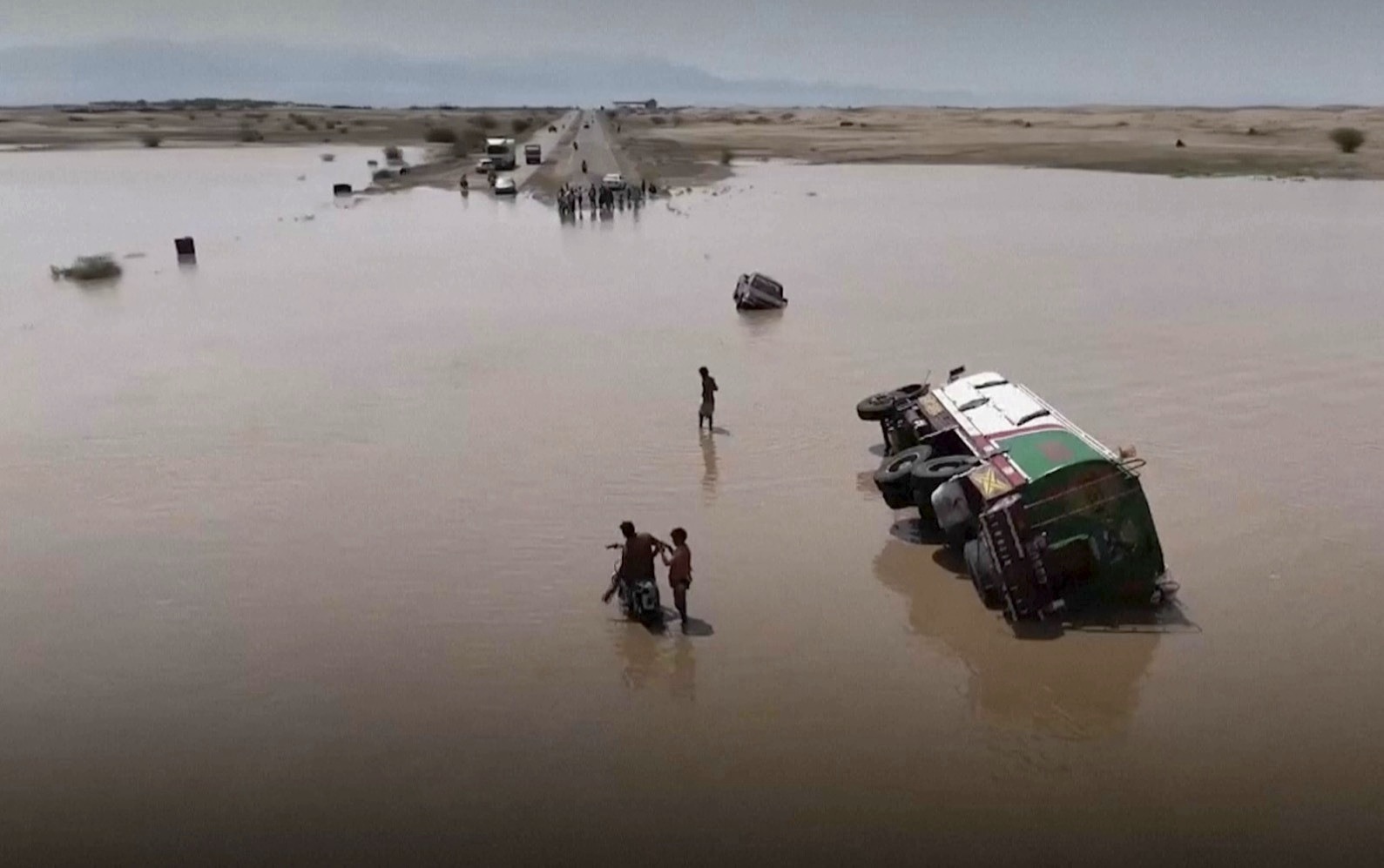 An aerial view shows a flooded area in Hodeidah Province, Yemen, August 7, 2024. /CFP 