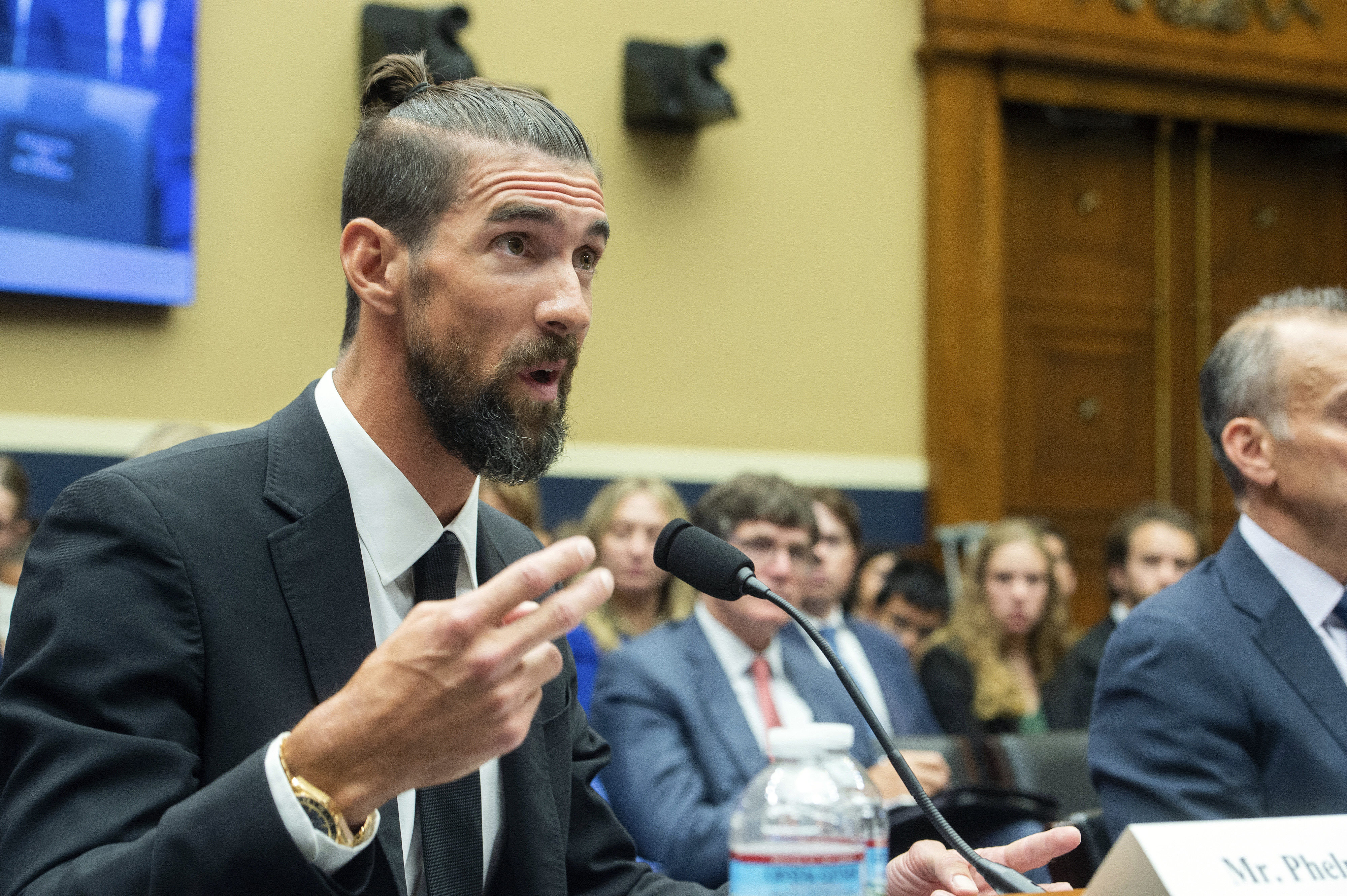 Michael Phelps, former Olympic athlete, testifies during a House Committee on Energy and Commerce Subcommittee on Oversight and Investigations hearing examining Anti-Doping Measures in Advance of the 2024 Olympics, on Capitol Hill, in Washington, U.S., June 25, 2024. /CFP