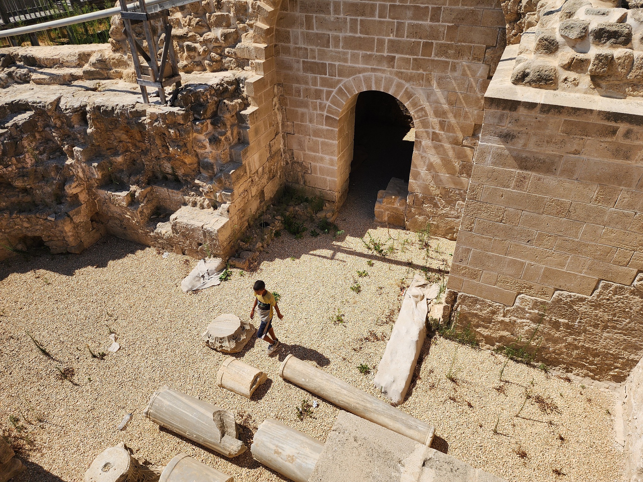 People visit the archaeology and historical artifacts exhibition at St. Hilarion Monastery, which has been included on the United Nations Educational, Scientific and Cultural Organization's List of World Heritage in Danger, Gaza, August 7, 2024. /CFP
