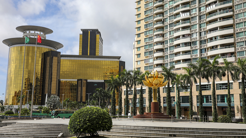 A file photo of the Golden Lotus Square in the Macao Special Administrative Region, south China. /CFP