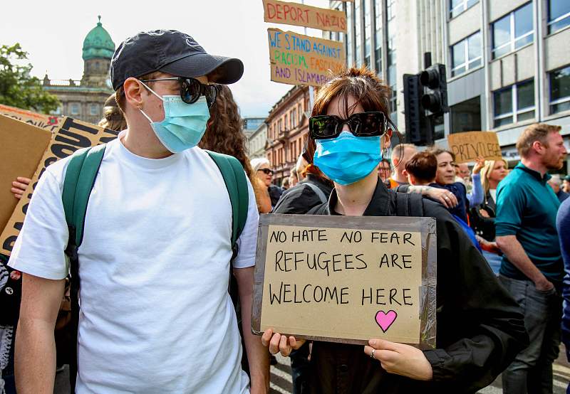 Protestors attend a 