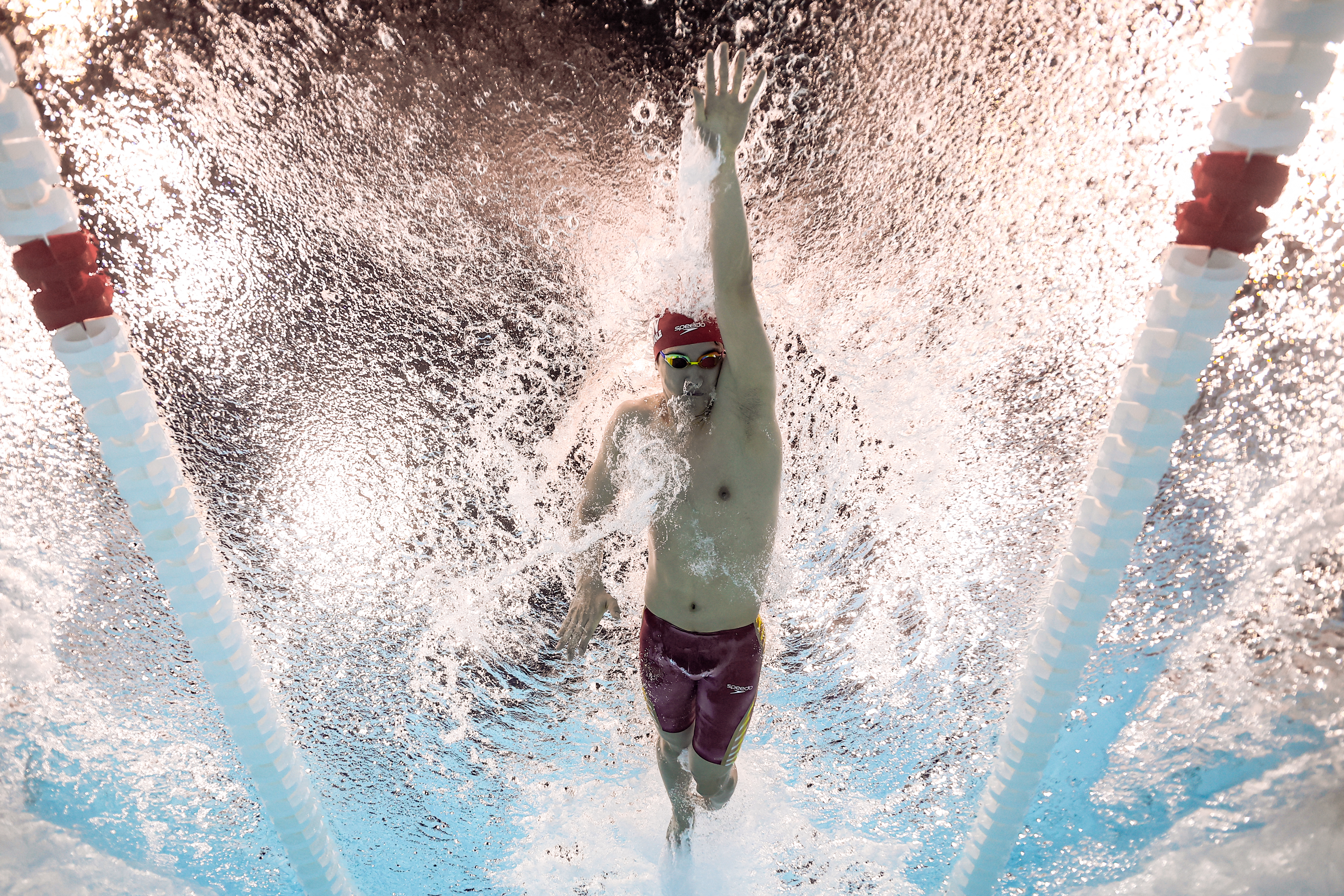 Chinese swimmer Pan Zhanle competes during the men's 100m freestyle final at the Paris 2024 Olympic Games in Paris, France, July 31, 2024. /IC