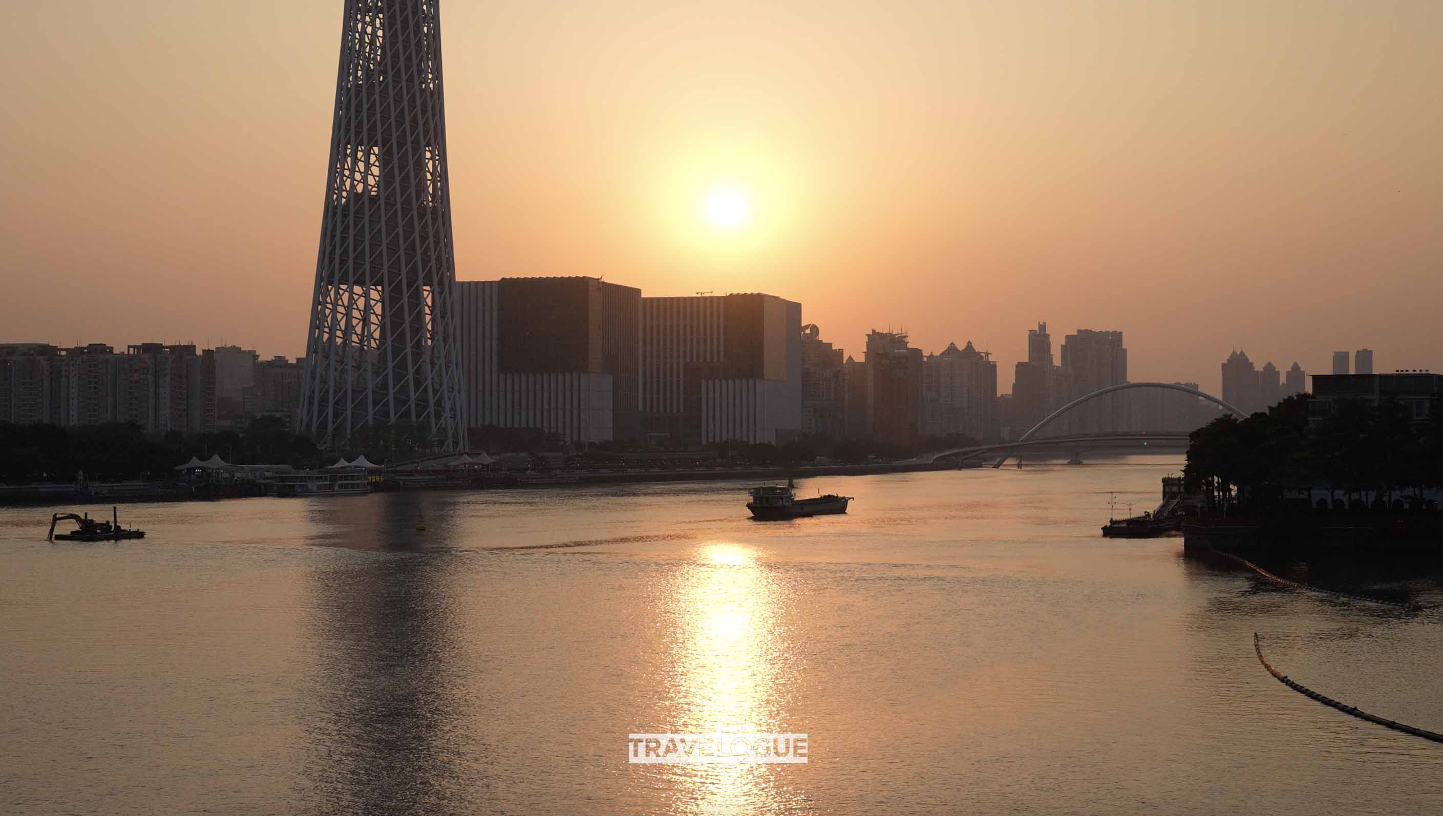 Sunset over the Pearl River in Guangzhou, Guangdong Province /CGTN