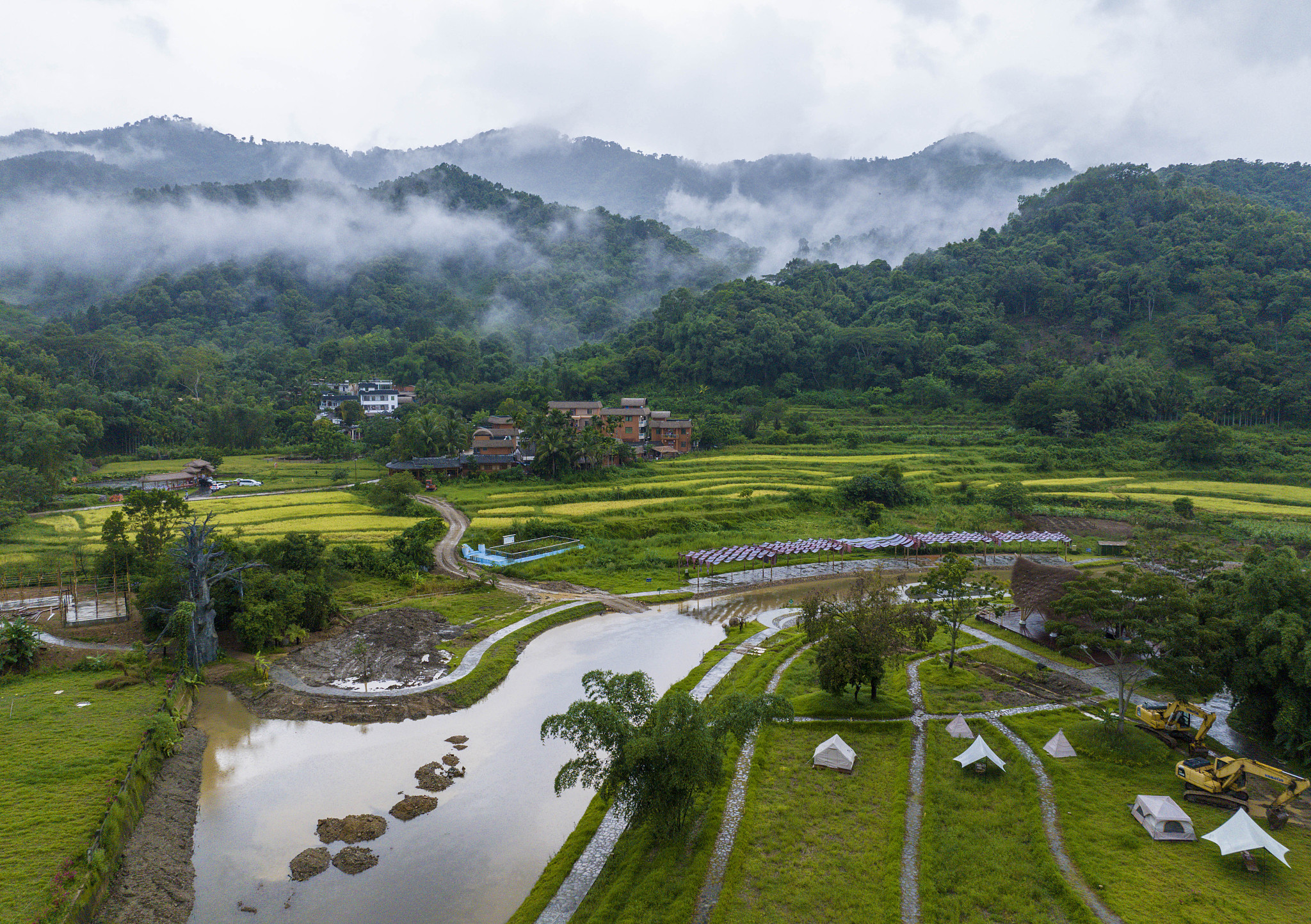 Maona Village after the rain is picturesque, Wuzhishan City, Hainan Province, south China, June 29, 2023. /CFP