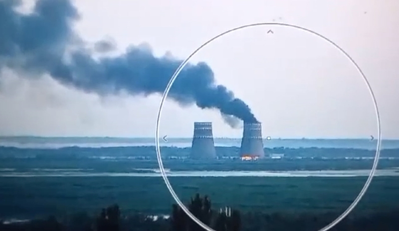 A screen grab from a video released by the Ukrainian presidency shows a fire that broke at Zaporizhzhia nuclear power plant in Zaporizhzhia, Ukraine, August 11, 2024. /CFP