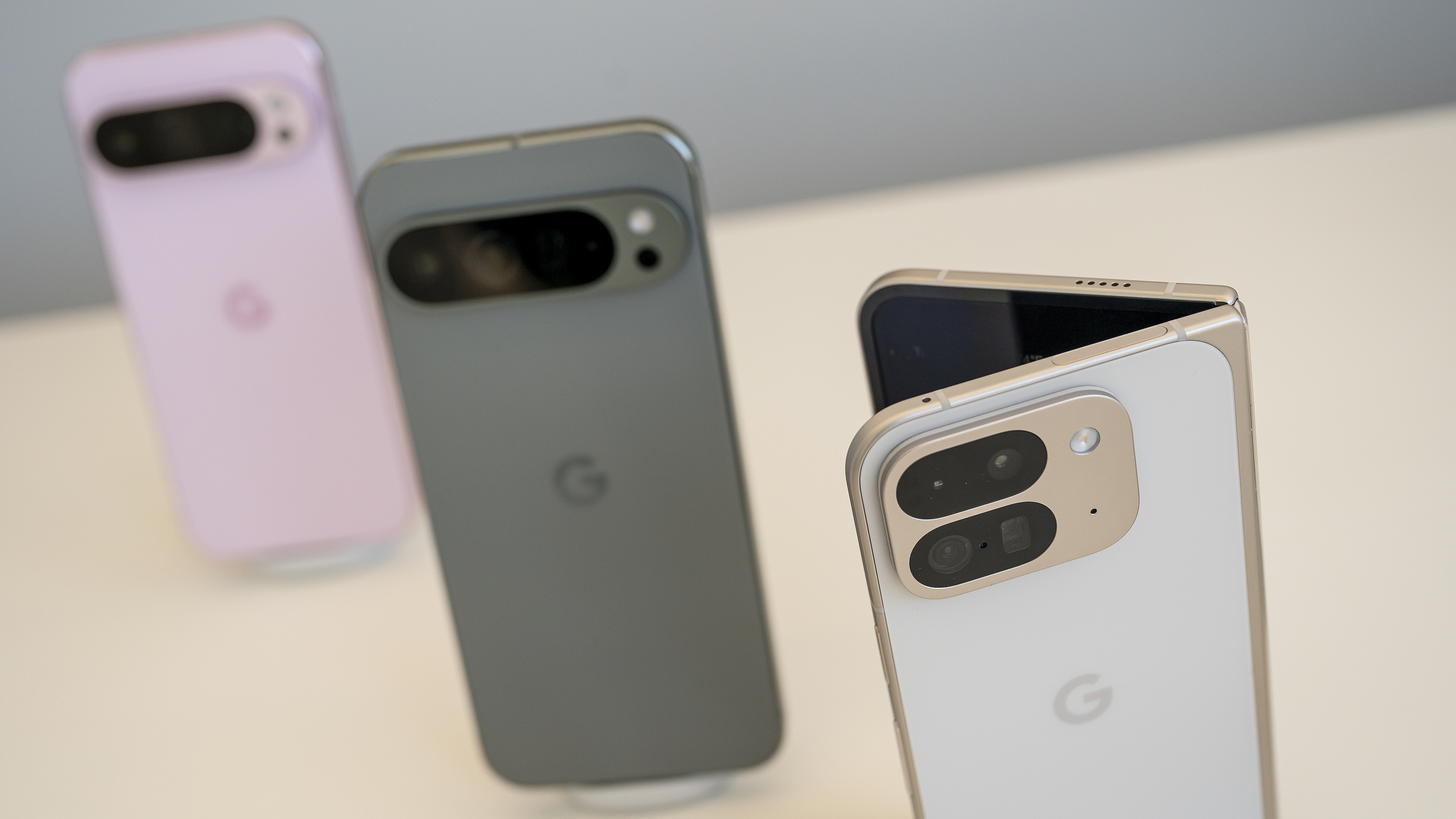 Google Pixel 9 Pro Fold, from right, Pixel 9 Pro XL and Pixel 9 Pro smartphones displayed during the Made By Google launch event in Mountain View, California, U.S., August 13, 2024. /CFP