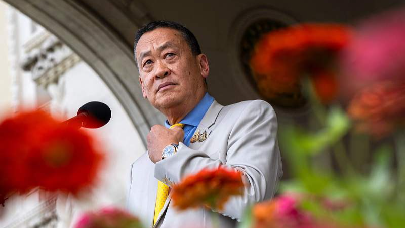 Thailand's former Prime Minister Srettha Thavisin addresses the media at Government House in Bangkok after the Thai Constitutional Court ruled to remove him as prime minister, Thailand, August 14, 2024. /CFP