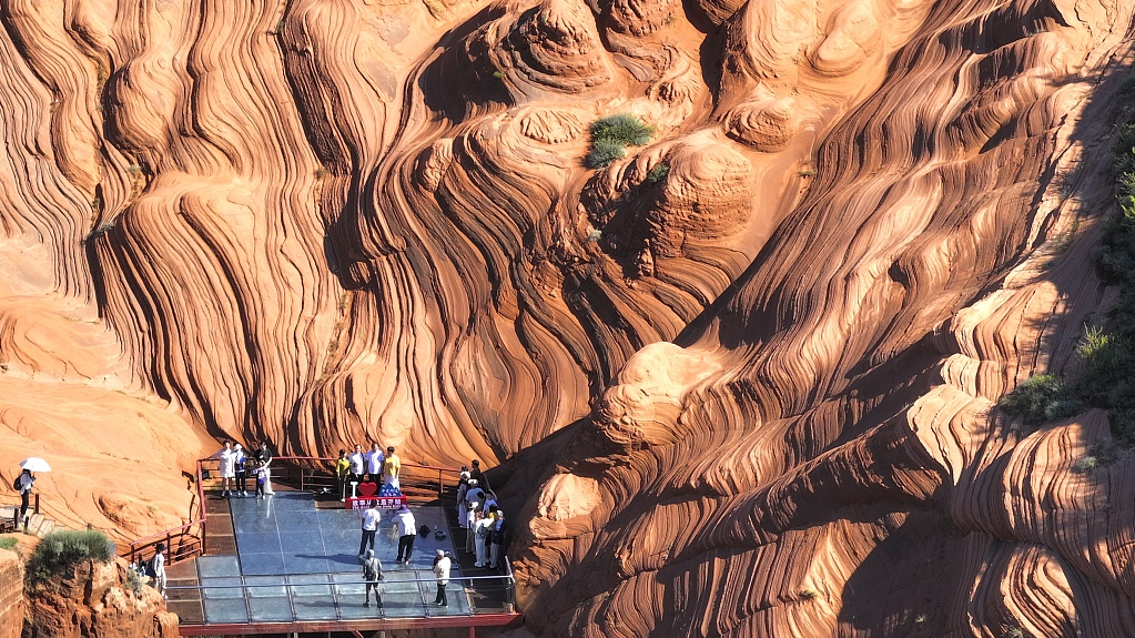 Danxia formations at Wave Valley shine after the rain