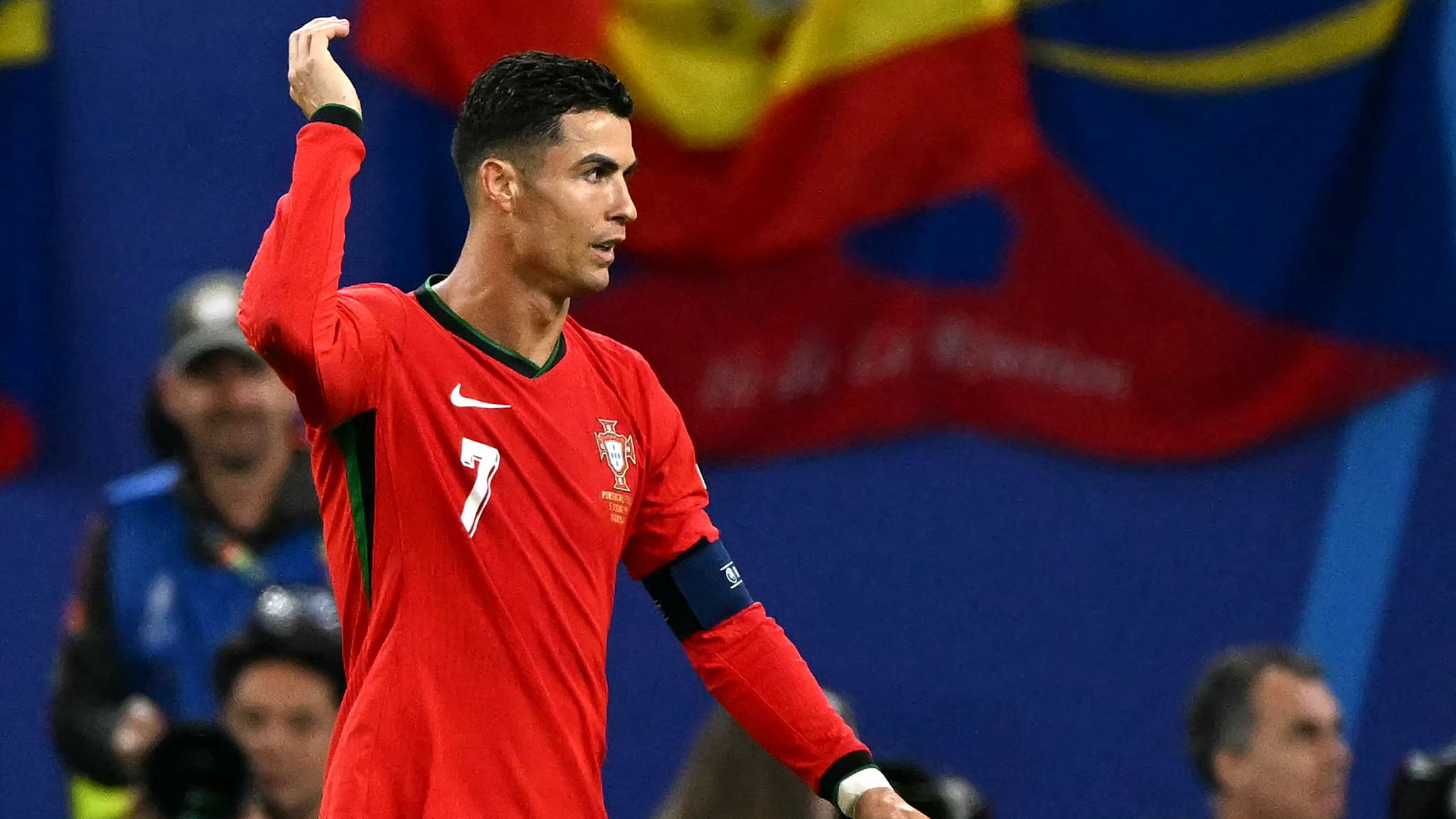 Cristiano Ronaldo reacts during the Euro 2024 quarterfinal football match between Portugal and France at the Volksparkstadion in Hamburg, Germany, July 5, 2024. /CFP