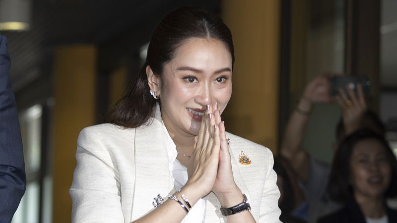 Leader of the Pheu Thai Party Paetongtarn Shinawatra arrives at the party's headquarters in Bangkok, Thailand, August 16, 2024. /CFP