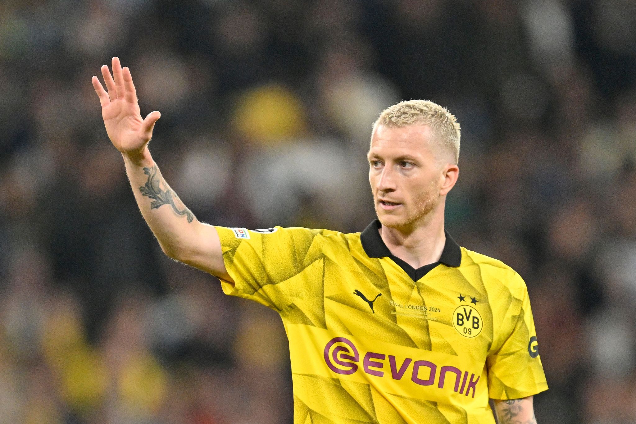 Marco Reus looks on after the 2-0 loss to Real Madrid in the UEFA Champions League final at Wembley Stadium in London. His last game for Dortmund. England, June 1, 2024. /CFP