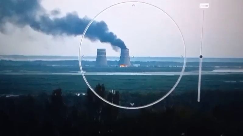 A screen grab from a video released by Ukrainian President Volodymyr Zelenskyy shows a fire at Zaporizhzhia nuclear power plant in Zaporizhzhia, Ukraine, August 11, 2024. /CFP