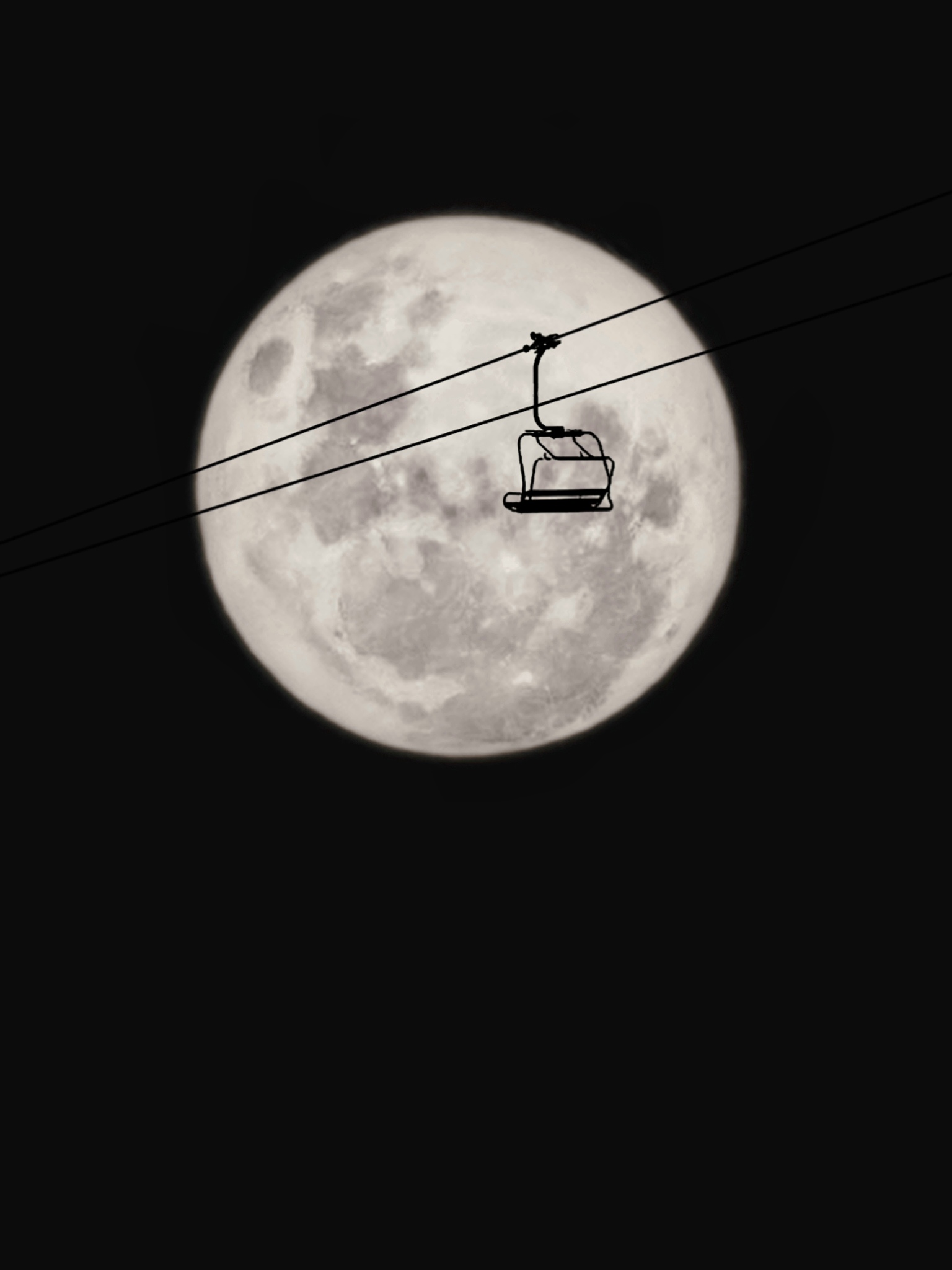 A chairlift is captured passing in front of the supermoon in Shiyan, Hubei Province on August 19, 2024. /CFP