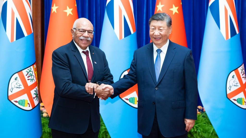 Chinese President Xi Jinping meets with Prime Minister of the Republic of Fiji Sitiveni Rabuka at the Great Hall of the People, Beijing, August 20, 2024. /Xinhua