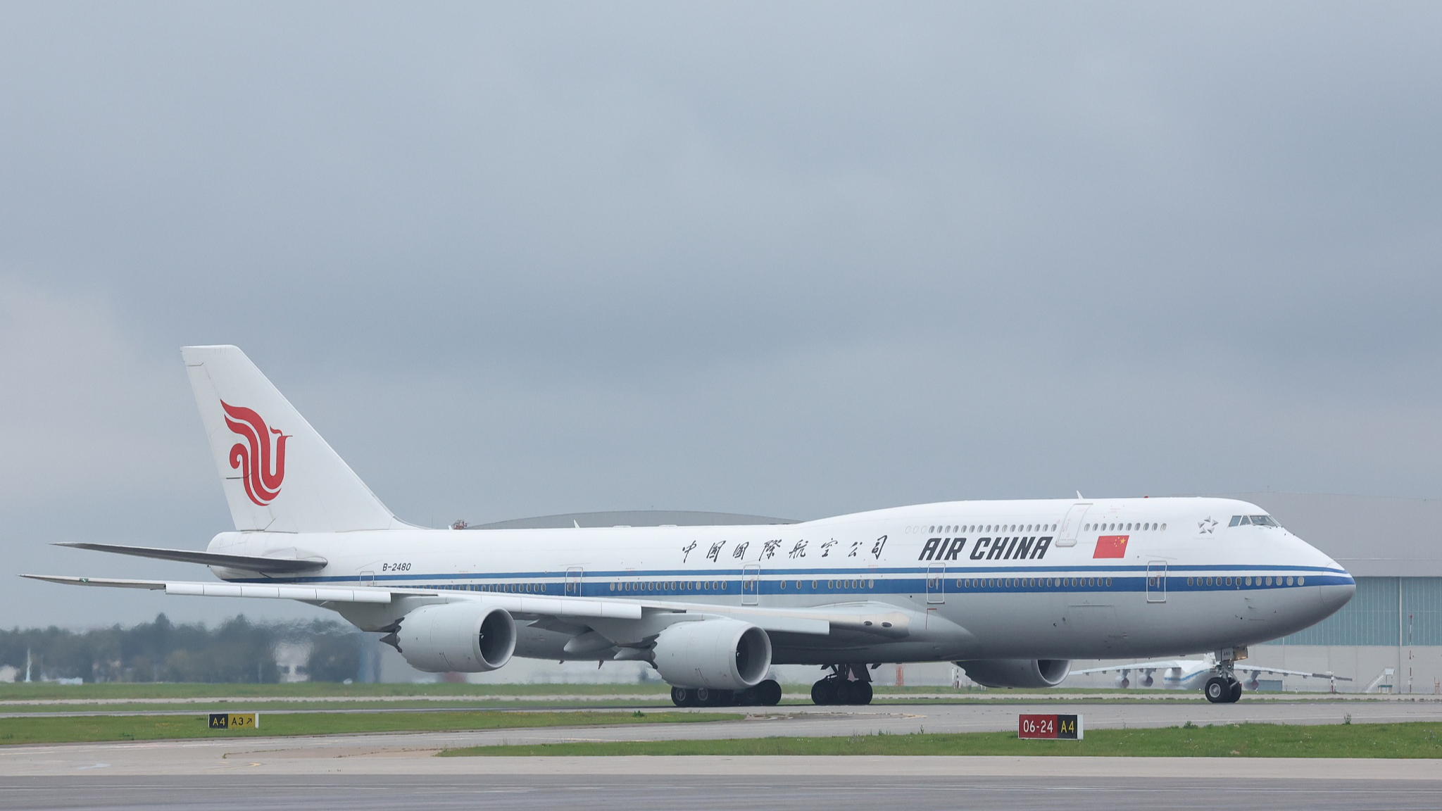 An aircraft carrying Chinese Premier Li Qiang lands at Vnukovo Airport in Moscow, Russia, August 20, 2024. /CFP