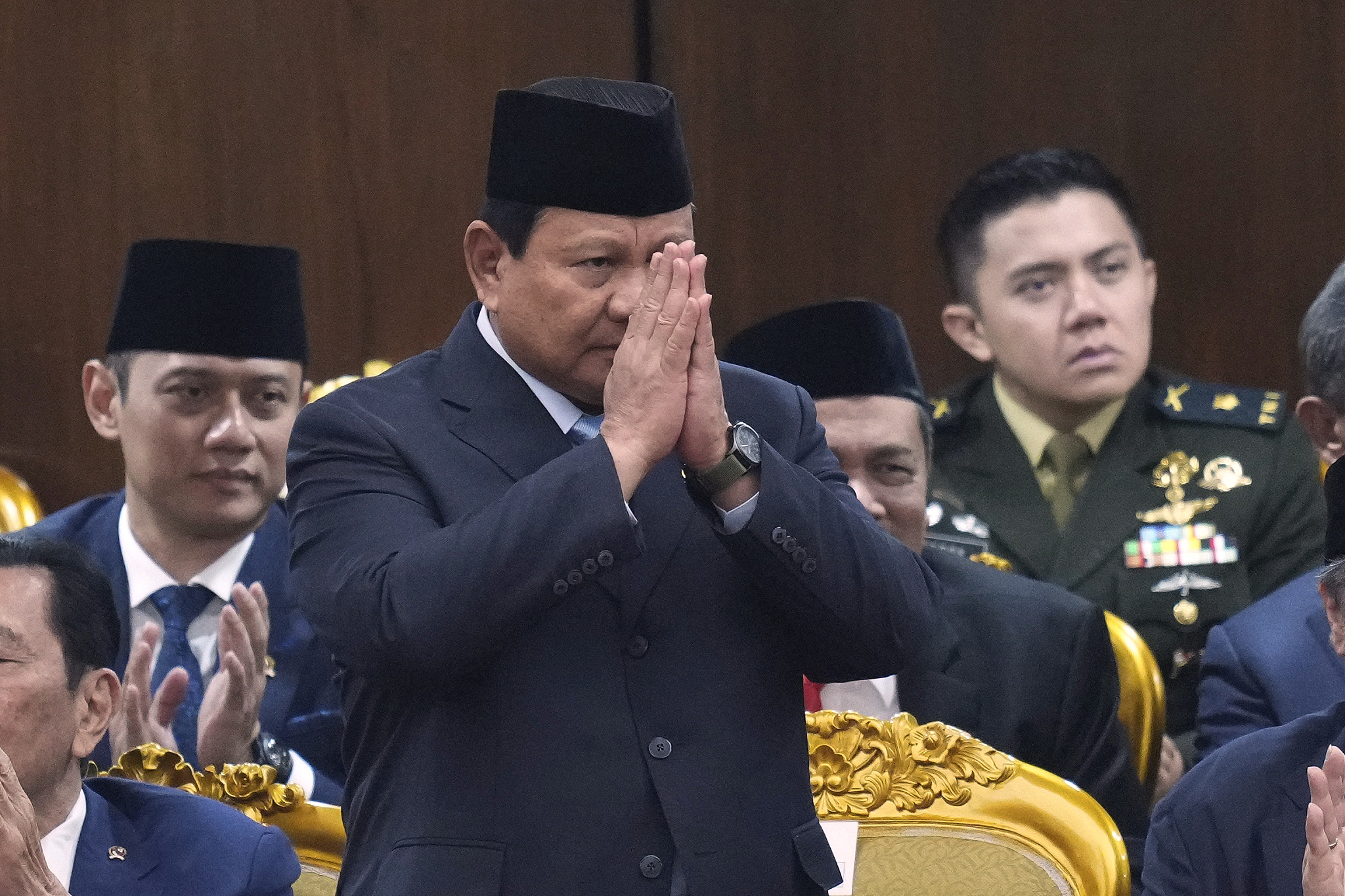 Indonesia's president-elect, Prabowo Subianto, arrives to attend the annual lawmakers' assembly at the parliament building in Jakarta, Indonesia, August 16, 2024. /CFP 