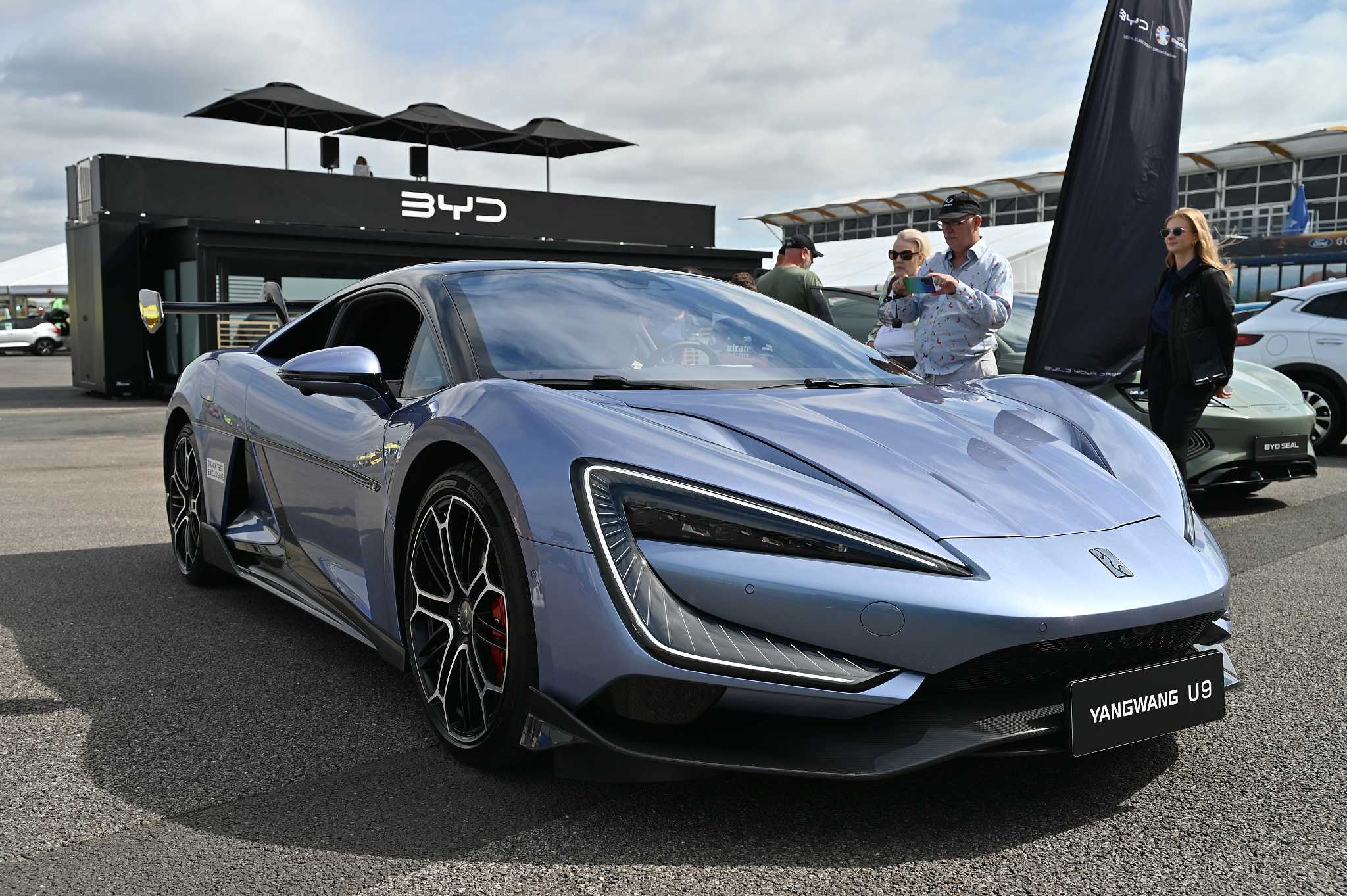 BYD Yangwang U9 pure-electric EV supercar, displayed during the British Motor Show 2024, Farnborough, the UK, August 15, 2024. /CFP