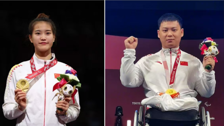 Gu Haiyan (L) and Qi Yongkai are named as China's co-flagbearers for the Opening Ceremony of the 2024 Summer Paralympics in Paris, France, August 26, 2024. /CMG