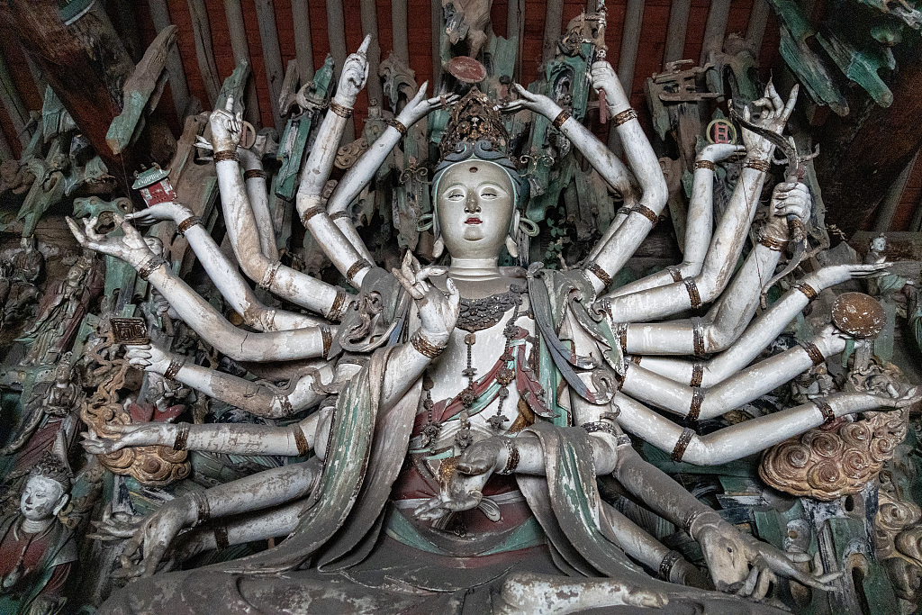 A photo taken on August 25, 2024 shows painted sculptures at the Shuanglin Temple in Jinzhong, Shanxi Province, China. /CFP