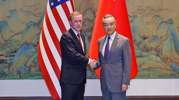 Wang Yi (R), a member of the Political Bureau of the CPC Central Committee and director of the Office of the Central Commission for Foreign Affairs, meets with U.S. National Security Advisor Jake Sullivan, in Beijing, China. /Chinese Foreign Ministry