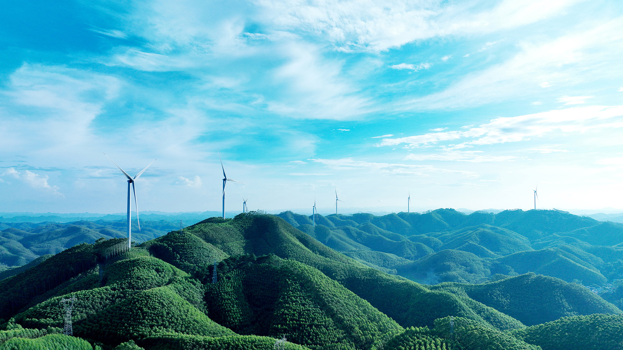 Wind turbines generating clean energy in Mashan, a mountainous county in Nanning, Guangxi, China, August 17, 2024. /CFP