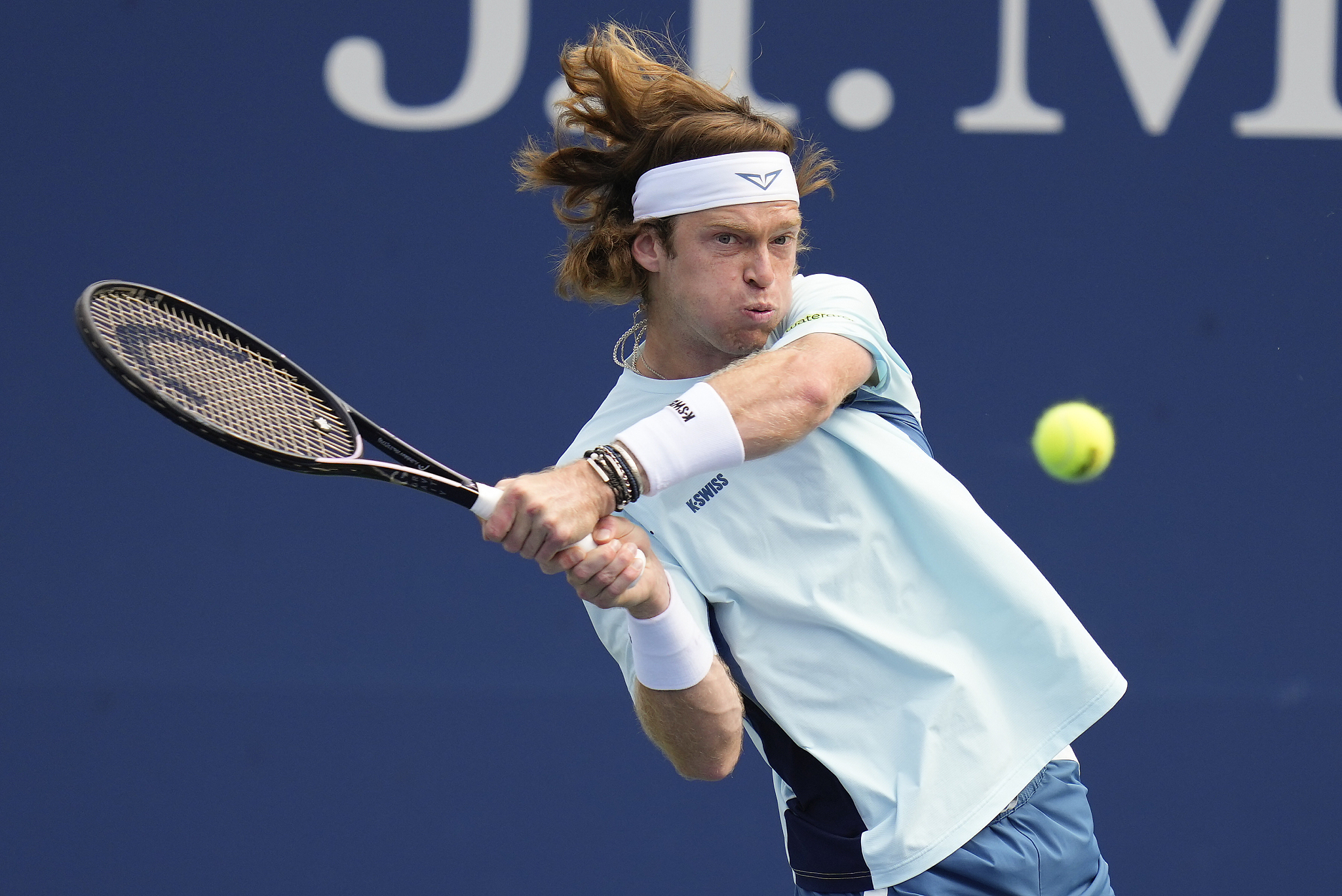 Andrey Rublev of Russia competes in the men's singles match against Jiri Lehecka of the Czech Republic at the U.S. Open at the USTA Billie Jean King National Tennis Center in Queens, New York, August 30, 2024. /CFP