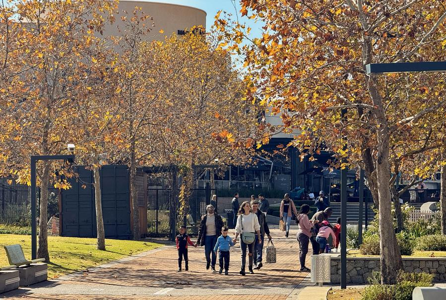 People visiting waterfall city park in Johannesburg, South Africa, June 17, 2024. /Xinhua