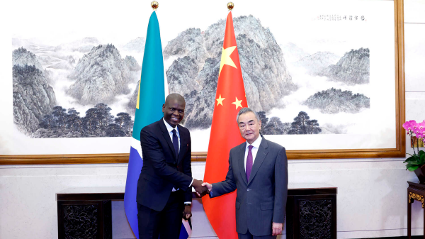 Chinese Foreign Minister Wang Yi (R), also a member of the Political Bureau of the Communist Party of China Central Committee, shakes hands with South African Foreign Minister Ronald Lamola in Beijing, China, September 1, 2024. /Ministry of Foreign Affairs