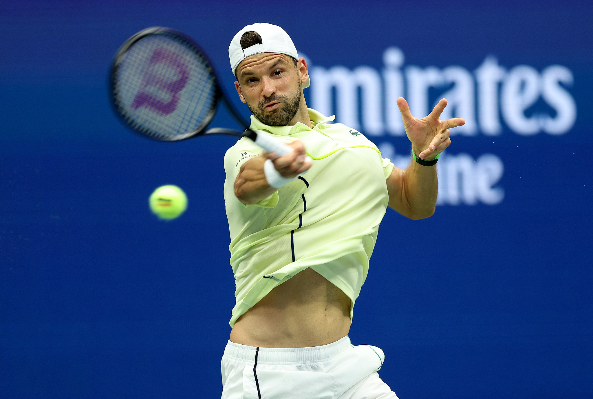 Grigor Dimitrov of Bulgaria competes in the men's singles match against Andrey Rublev of Russia at the U.S. Open at the USTA Billie Jean King National Tennis Center in Queens, New York, September 1, 2024. /CFP