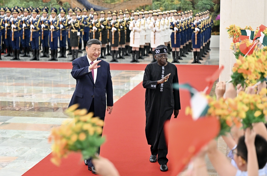 Chinese President Xi Jinping holds a welcome ceremony for Nigerian President Bola Tinubu, at the Great Hall of the People in Beijing, capital of China, September 3, 2024. /Xinhua