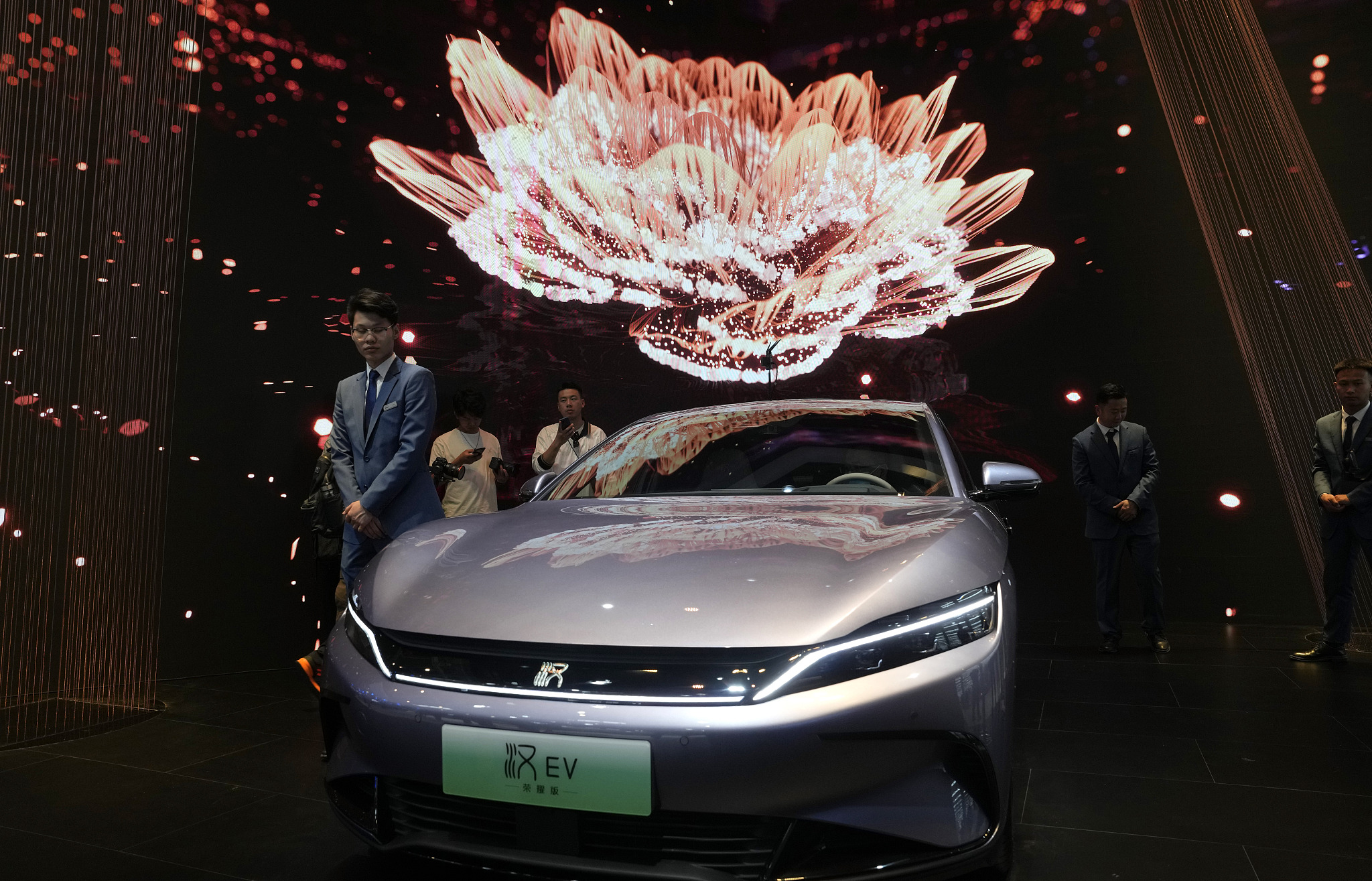 BYD's flagship electric vehicle Han sedan on display during Auto China 2024 in Beijing, China, April 25, 2024. /CFP