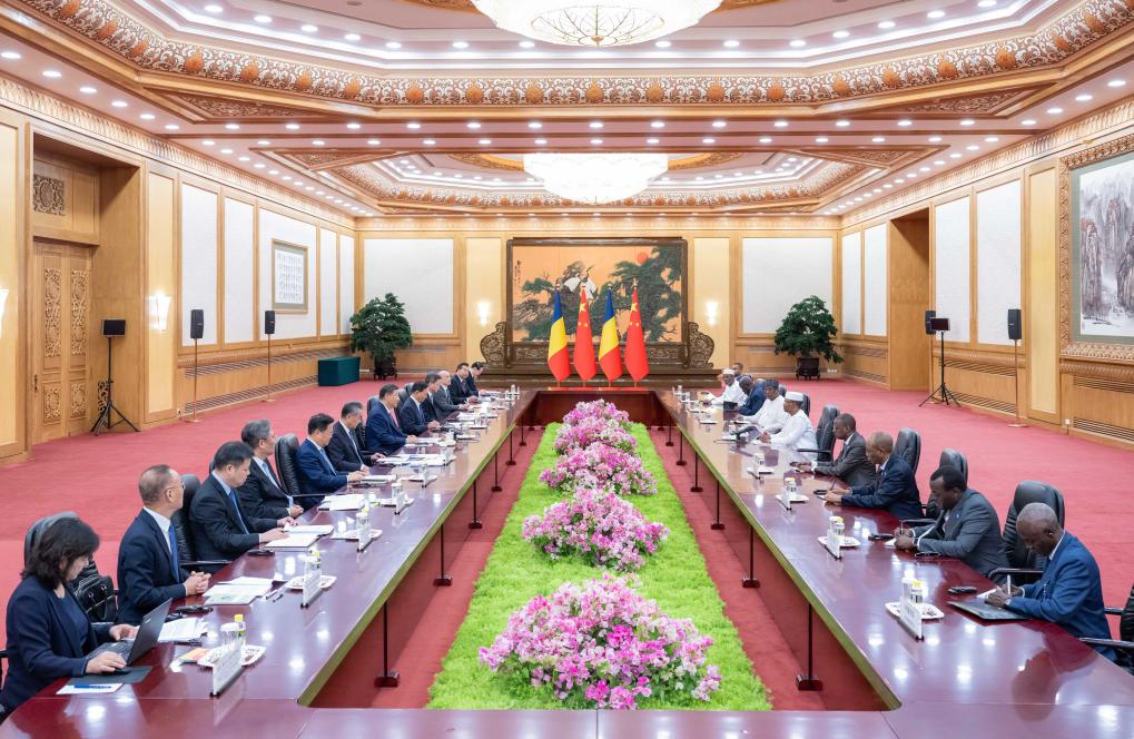 Chinese President Xi Jinping meets with Chadian President Mahamat Idriss Deby Itno at the Great Hall of the People in Beijing, capital of China, September 3, 2024. /Xinhua