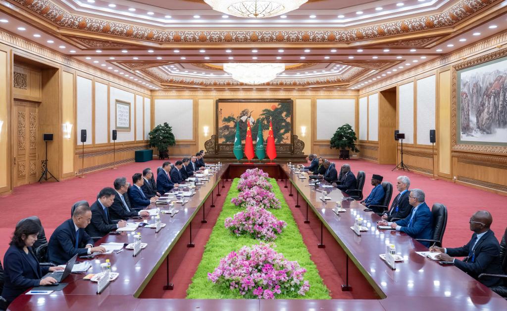 Chinese President Xi Jinping meets with Chairperson of the African Union Commission Moussa Faki Mahamat, at the Great Hall of the People in Beijing, capital of China, September 3, 2024. /Xinhua