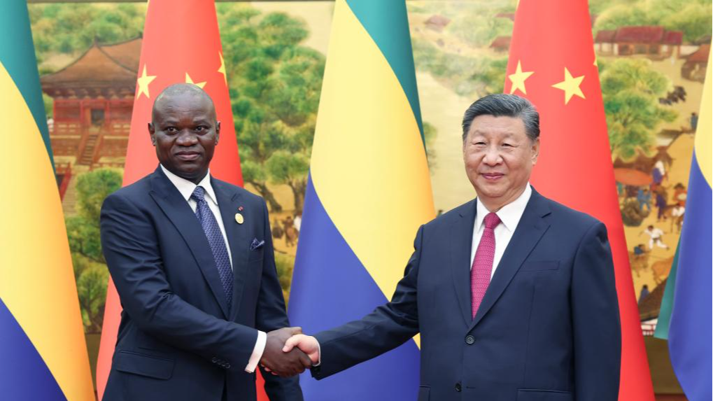 Chinese President Xi Jinping (R) meets with Gabonese President Brice Clotaire Oligui Nguema, who is in Beijing for the 2024 Summit of the Forum on China-Africa Cooperation, at the Great Hall of the People in Beijing, China, September 4, 2024. /Xinhua