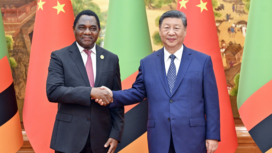 Chinese President Xi Jinping meets with Zambian President Hakainde Hichilema, Beijing, China, September 4, 2024. /Xinhua