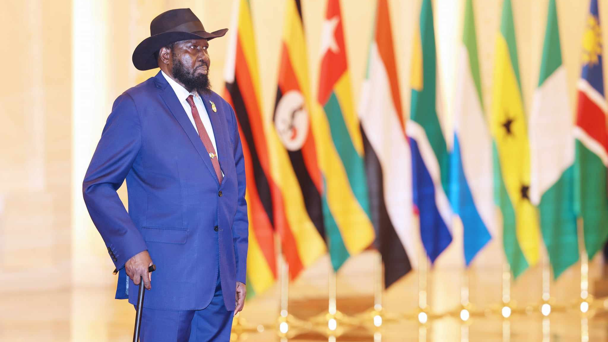 South Sudanese President Salva Kiir Mayardit joins other heads of state and government at the welcome banquet of the 2024 FOCAC summit, in Beijing, China, September 4, 2024. /Office of the President of the Republic of South Sudan