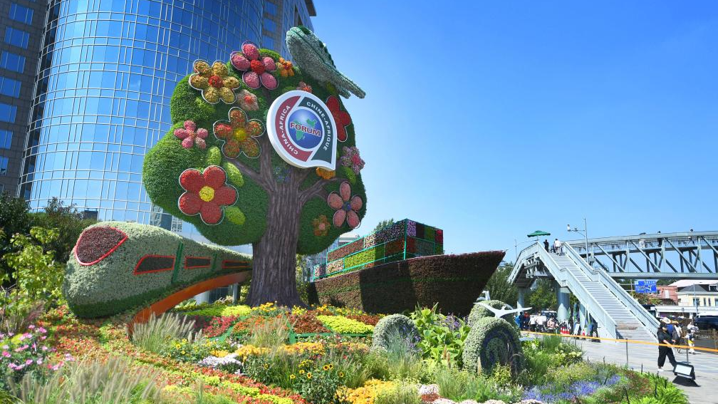 A floral decoration marking the 2024 Summit of the Forum on China-Africa Cooperation (FOCAC) in Beijing, capital of China, August 29, 2024. /Xinhua