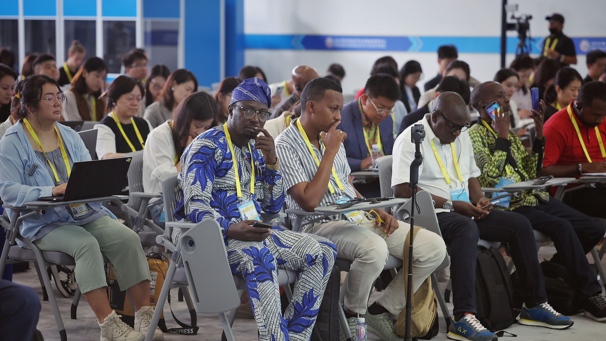 Journalists attend a press briefing at FOCAC Summit 2024, in Beijing, China, September 3, 2024. /CFP