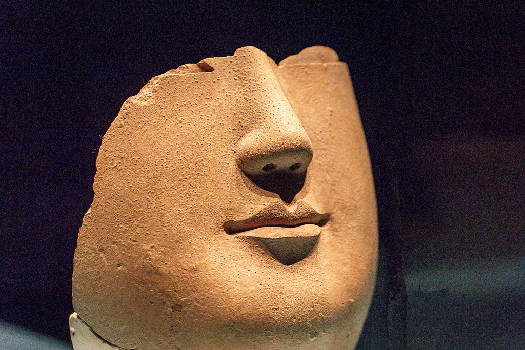 A file photo shows the half-face statue housed in Luoyang Museum, central China's Henan Province. /CFP