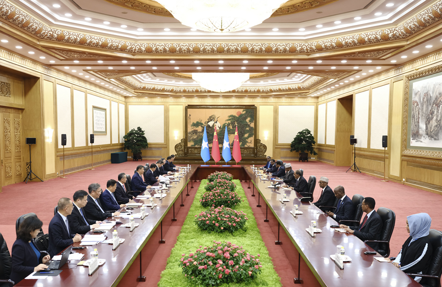 Chinese President Xi Jinping holds talks with Somali President Hassan Sheikh Mohamud at the Great Hall of the People in Beijing, China, September 6, 2024. /Xinhua