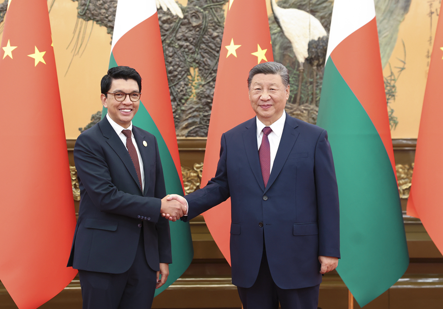 Chinese President Xi Jinping meets with President of Madagascar Andry Nirina Rajoelina, at the Great Hall of the People in Beijing, capital of China, September 6, 2024. /Xinhua