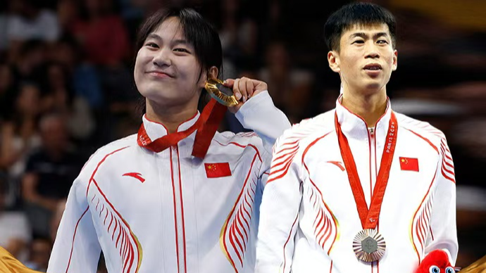 Jiang Yuyan (L) and Di Dongdong have been selected as the flag bearers for China at the closing ceremony of the 2024 Summer Paralympic Games in Paris, France, September 6, 2024. /CMG